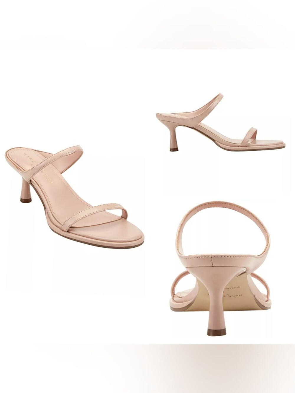 MARC FISHER LTD Alonde Leather Heeled Slide Sandal